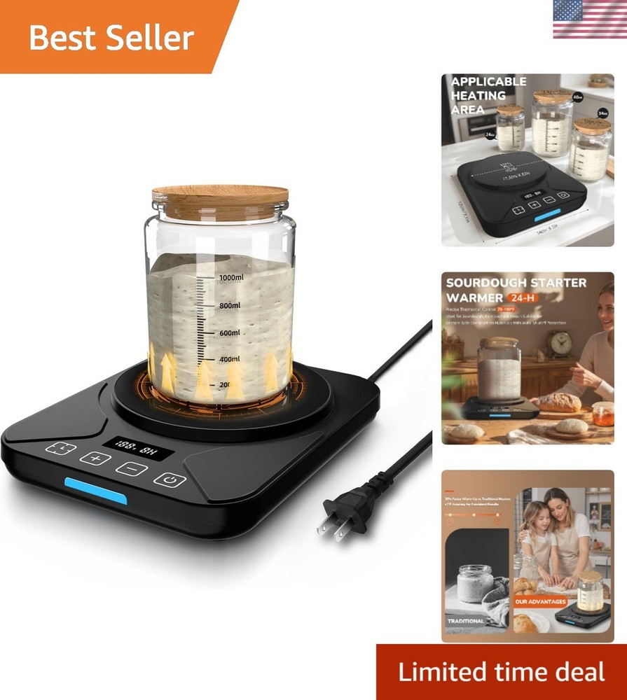 Compact Sourdough Starter Warmer with Smart Memory Control & Safety Features