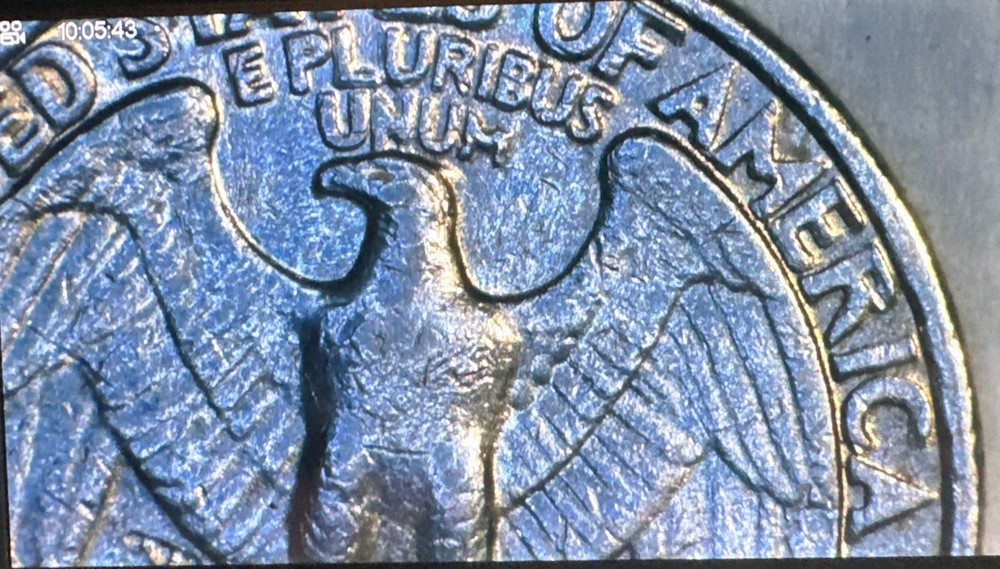 1985-D 25C Washington Quarter - Multiple Errors / Rim Doubling / DDR Errors