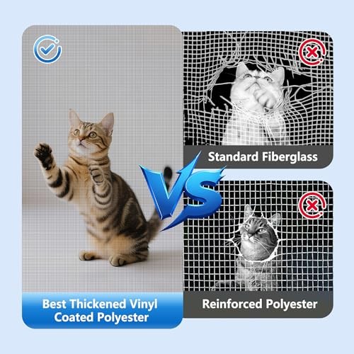 Pet Proof Window Screen Replacement Kit,39" W x 118" L Durable Window Screen