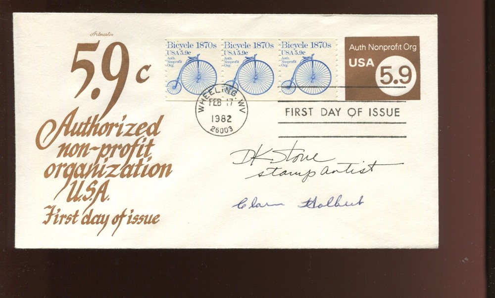 David Stone Stamp Designer  &  Modeler Clarence Holbert Signed  FDC DC2337