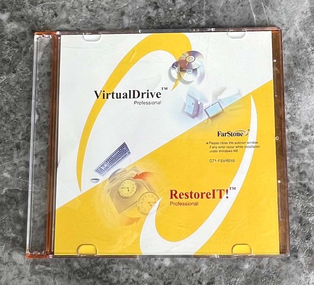 FarStone RestoreIT for Windows VIRTUALDRIVE PROFESSIONAL SOFTWARE CD G71-FSVR010