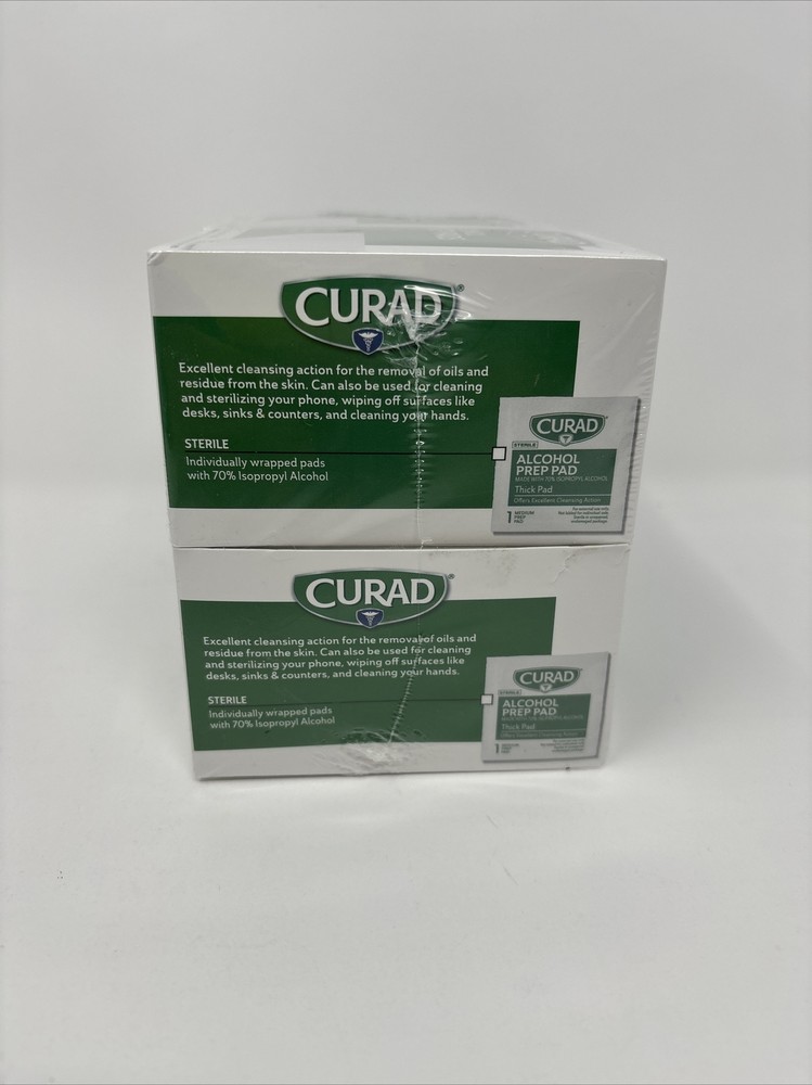 Curad Alcohol Prep Pads Medium - 4 Boxes - 100 Medium Prep Pads per Box
