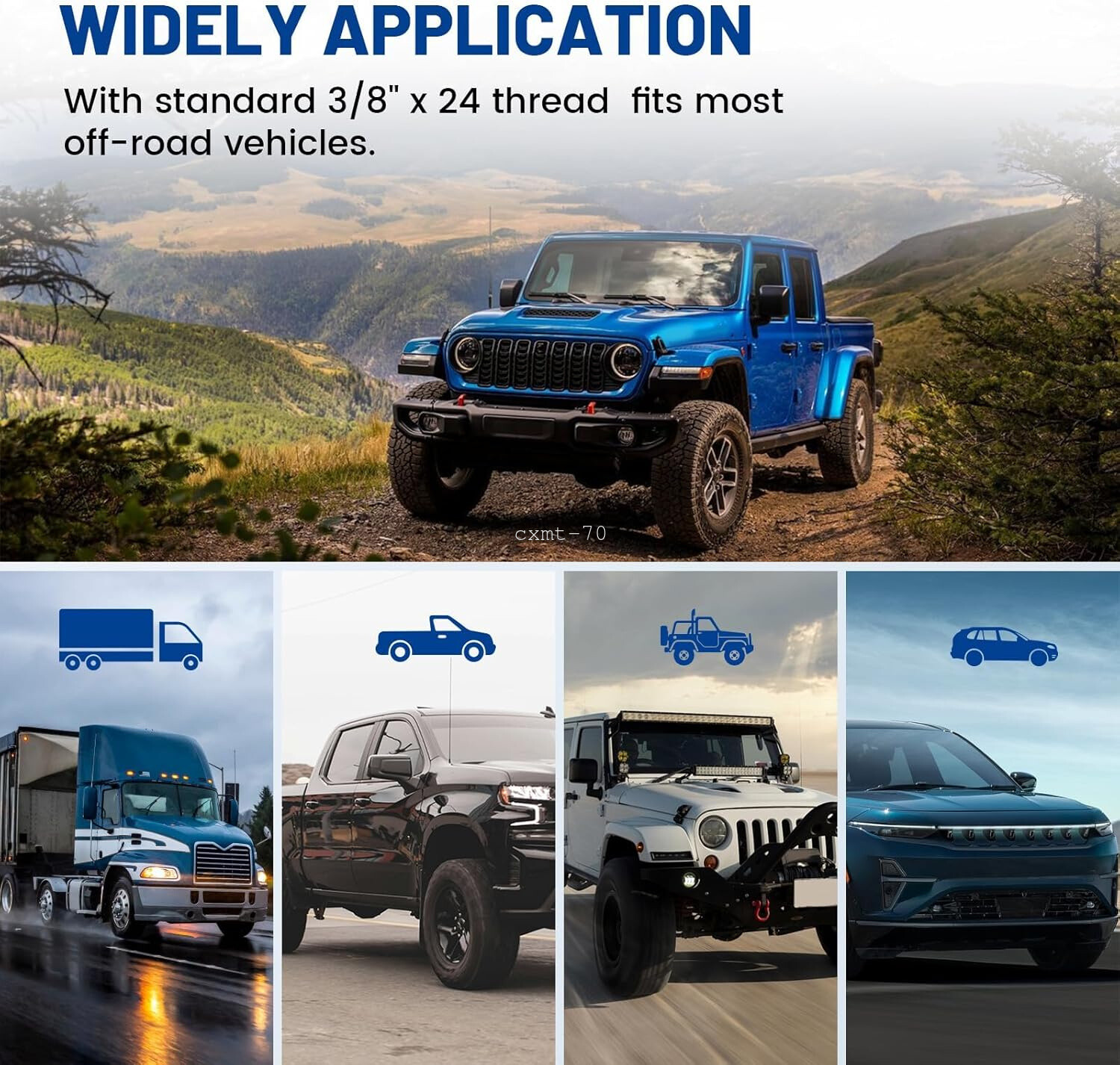 CB Ham Radio Antenna Spring SS3H Stainless Steel 3/8-24 Threads Mount Up to 5Ft