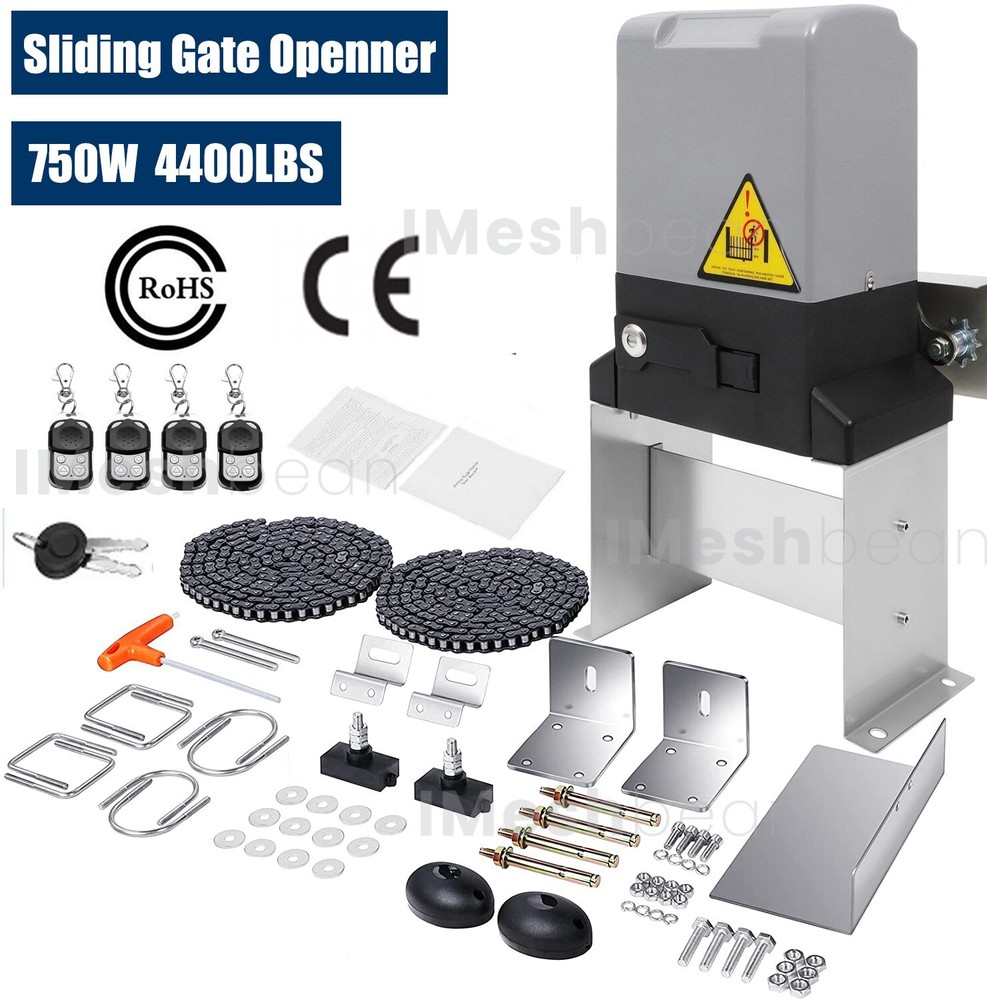 4400LBS Electric Sliding Gate Opener Automatic Motor w/4 Remote Controls Kit US