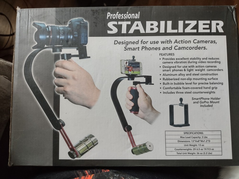 Professional stabilizer for use with action cameras