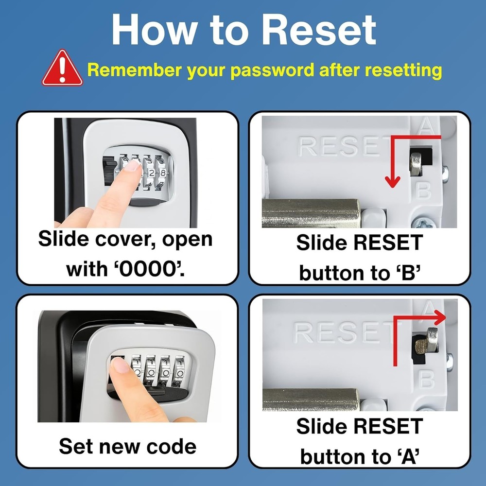 Key Lock Box with Code for Outside - Wall Mount Lockbox for Keys Outdoor - Co...