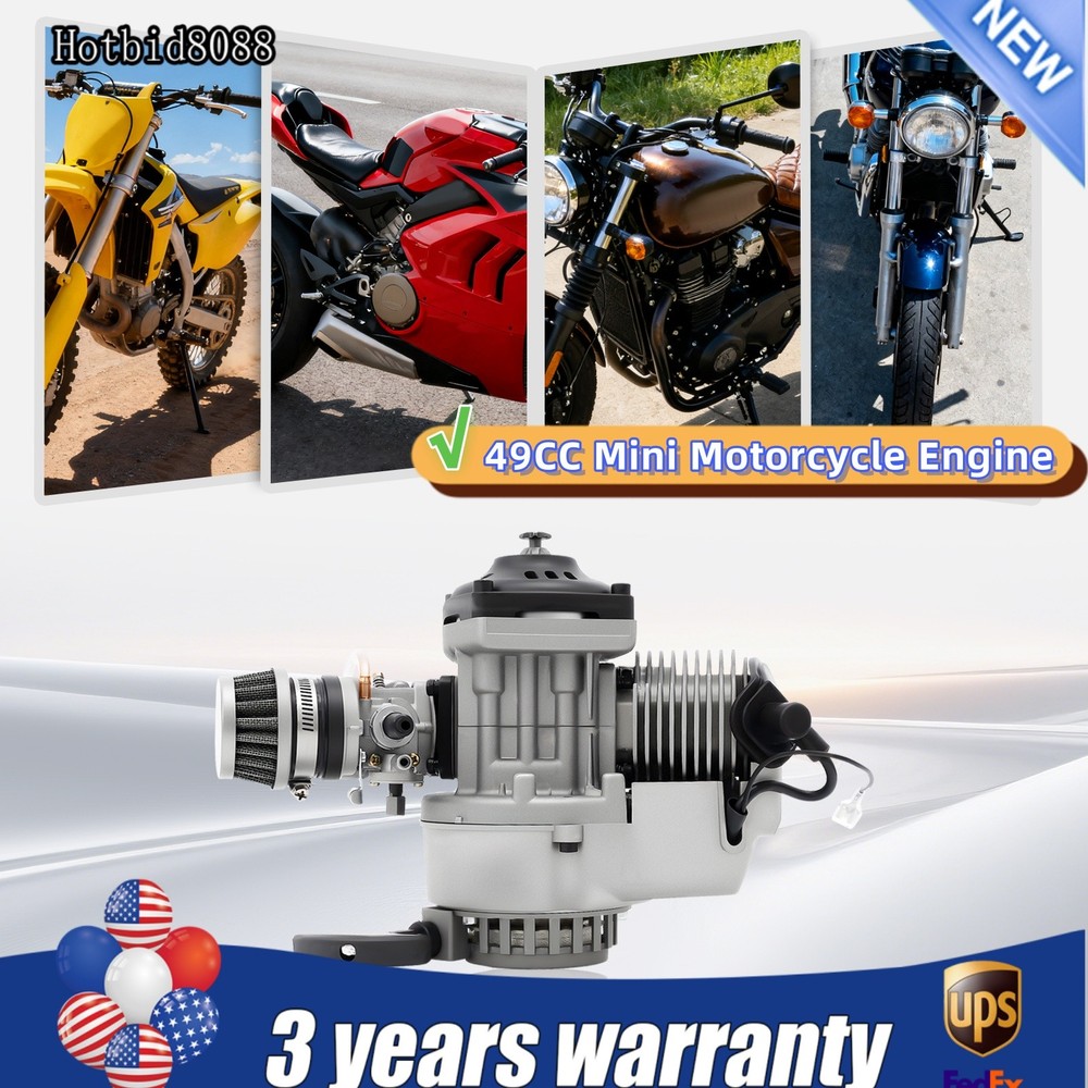 49CC Pull Start Engine Motor Mini Pocket Rocket PIT Quad Dirt Bike ATV 2 Stroke