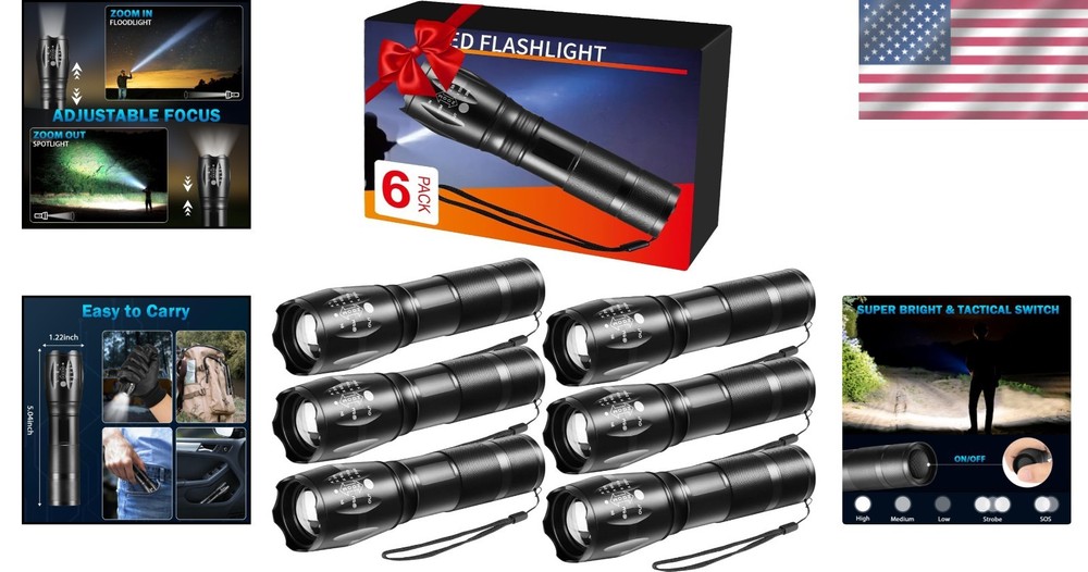 6Pack Tactical Flashlight Set - 400 Lumens