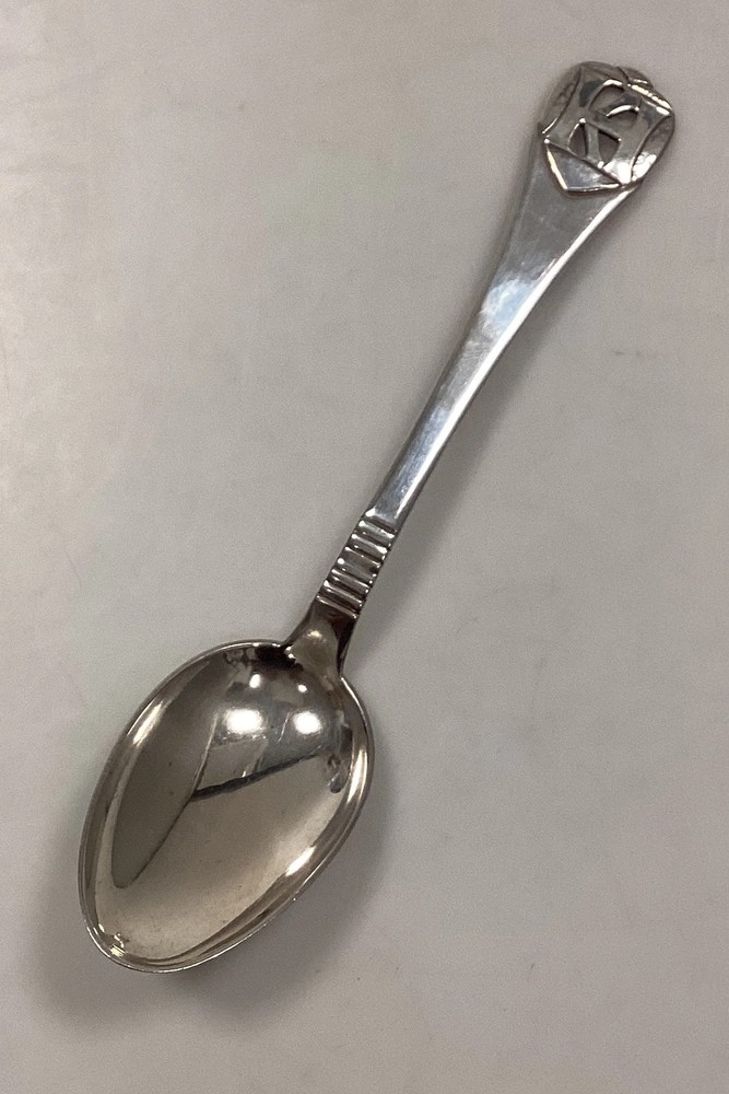 Holger Kyster Silver Serving Spoon with Monogram KH