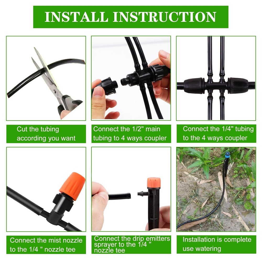226FT Greenhouse Micro Drip Irrigation Kit Automatic Irrigation System Patio ...