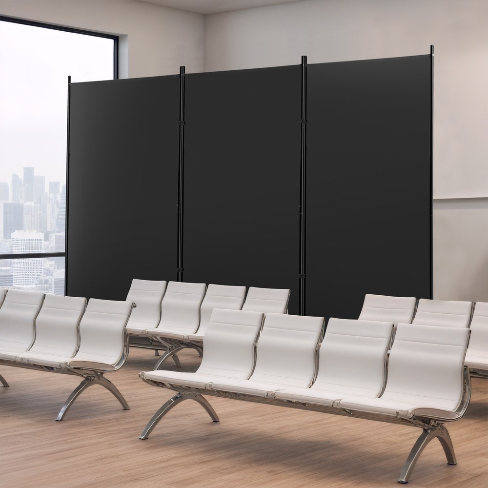 3 Panel Room Divider Black Folding Privacy Panel Screens for Office Separation