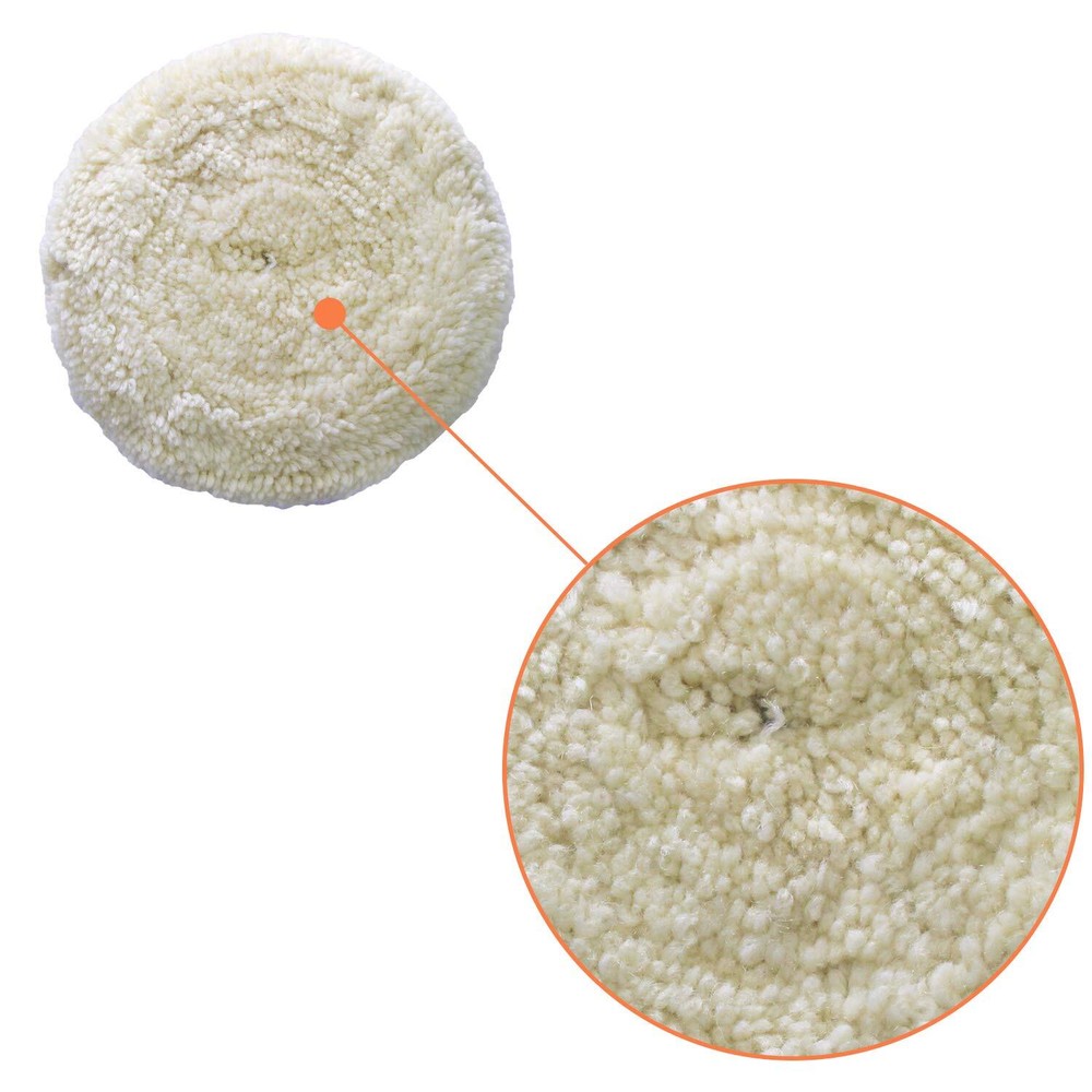 2 Pcs 7 Inch 100% Wool Buffing Pad Kit Car Auto Hook and Loop Grip Buffing Pad