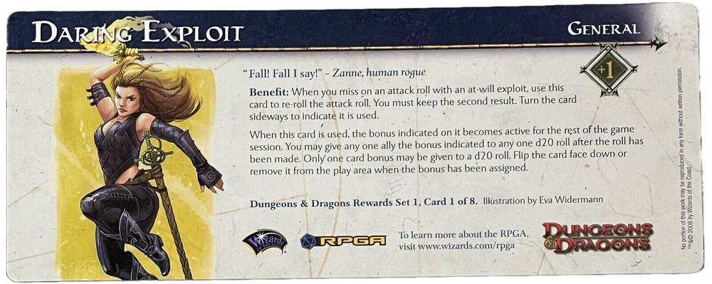 Dungeons And Dragons Campaign Card DARING EXPLOIT - 4e / 4TH D&D