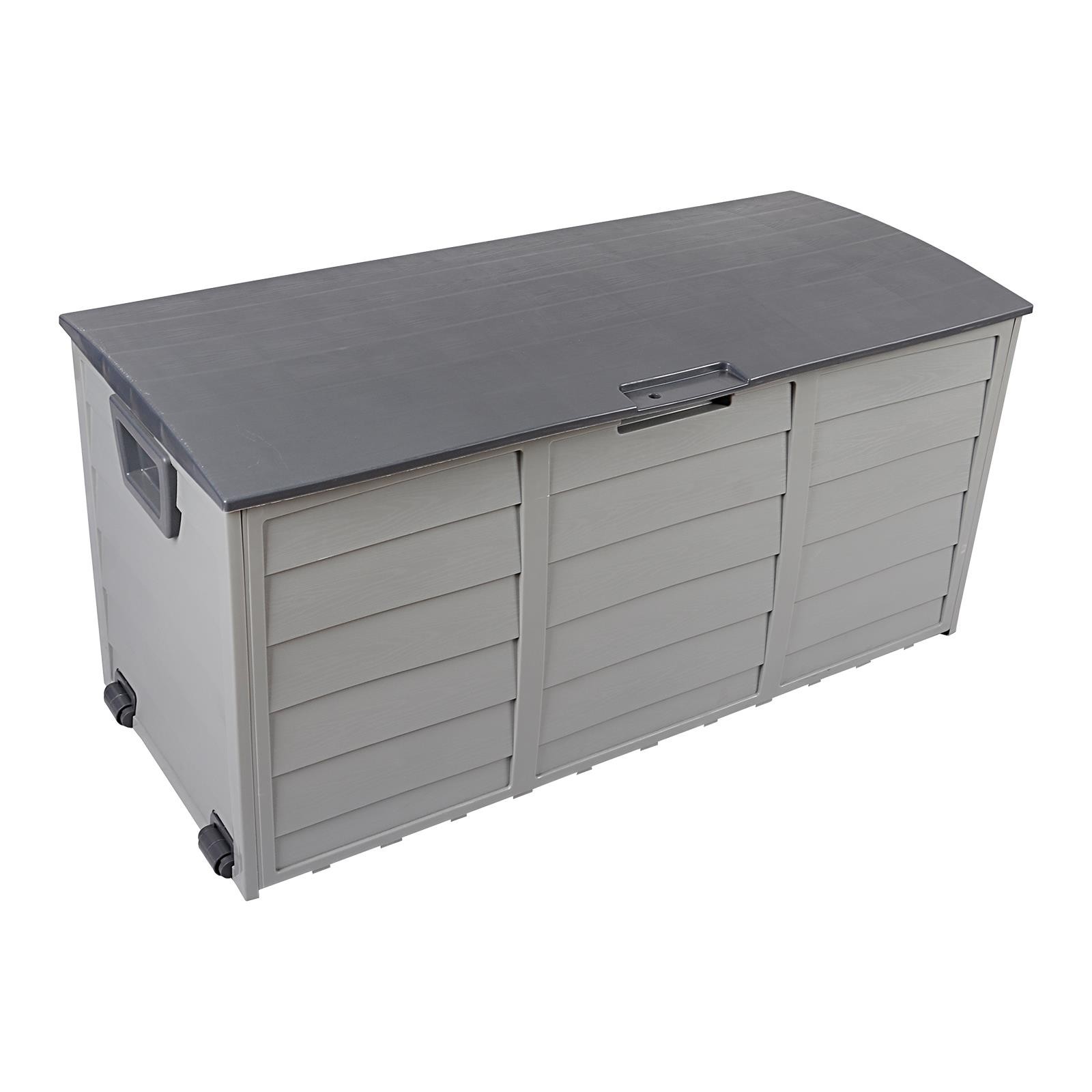 All Weather UV Pool Deck Box Storage Shed Bin Backyard Patio In/Outdoor Wheel