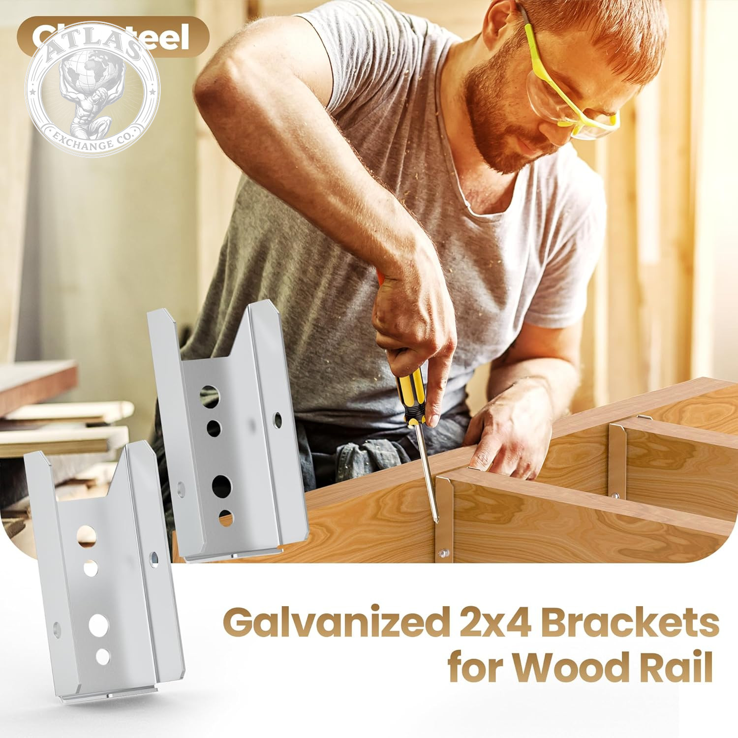 2X4 Fence Brackets for Wood,Fence Post Bracket,2X4 Brackets for Fence Rail,Deck