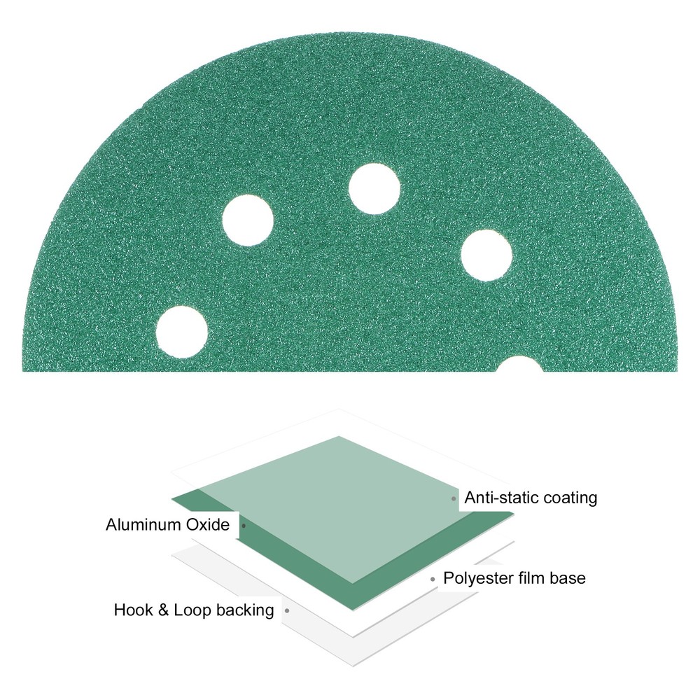 15pcs Sanding Discs 5 Inch 8-Hole 100 Grit Hook & Loop Discs