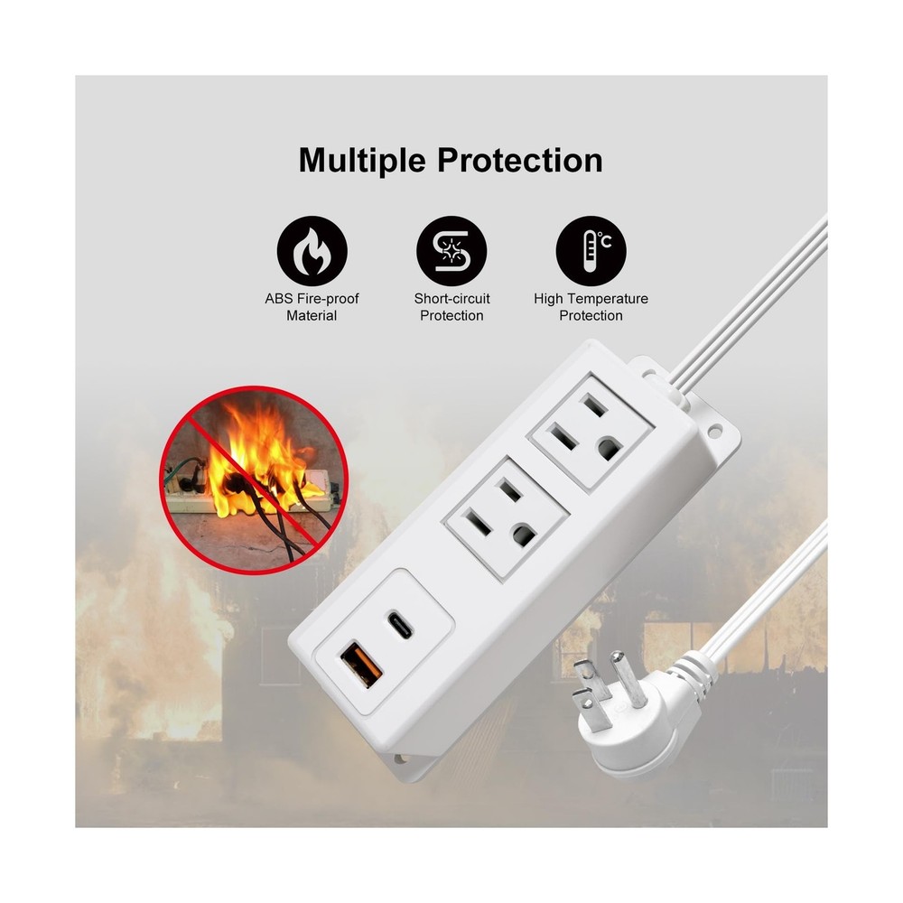 Multiple Plug Outlet with USB C 20W Wall Mounted Power Strip Under ... Fast Ship