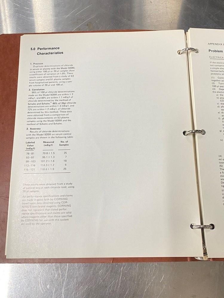 Corning 920/920M Chloride meter - Users Guide / Instruction Manual