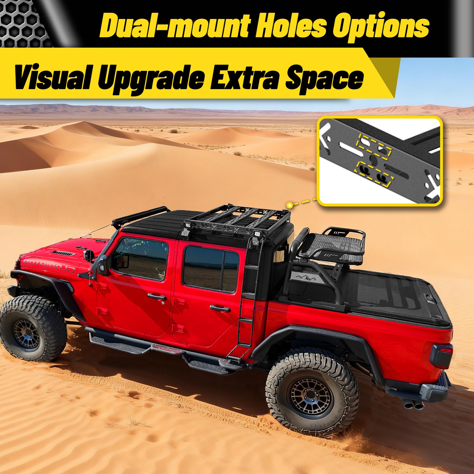 Roof Rack Cargo Luggage Carrier fits 2018-2026 Jeep Gladiator JT With 2 Ladders