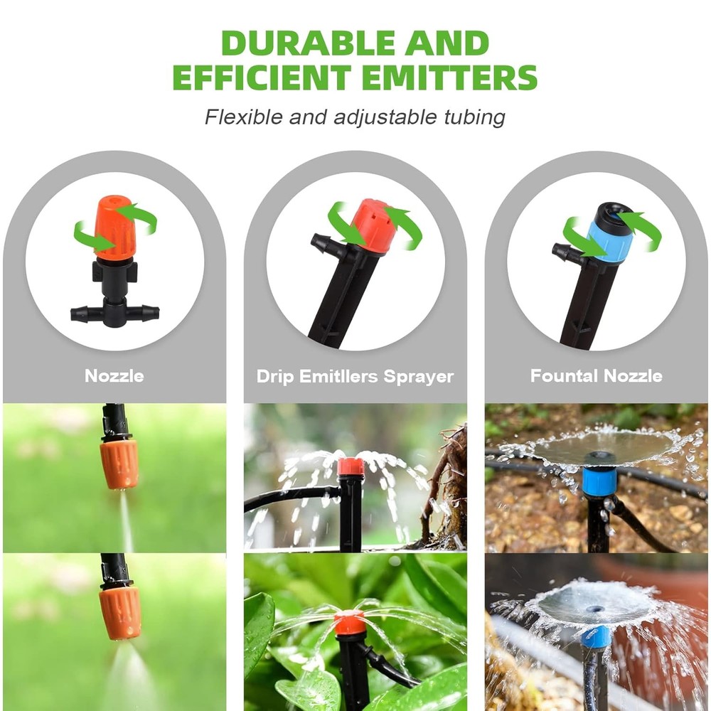 240FT Drip Irrigation System Kit for Garden, Watering System with Adjustable ...