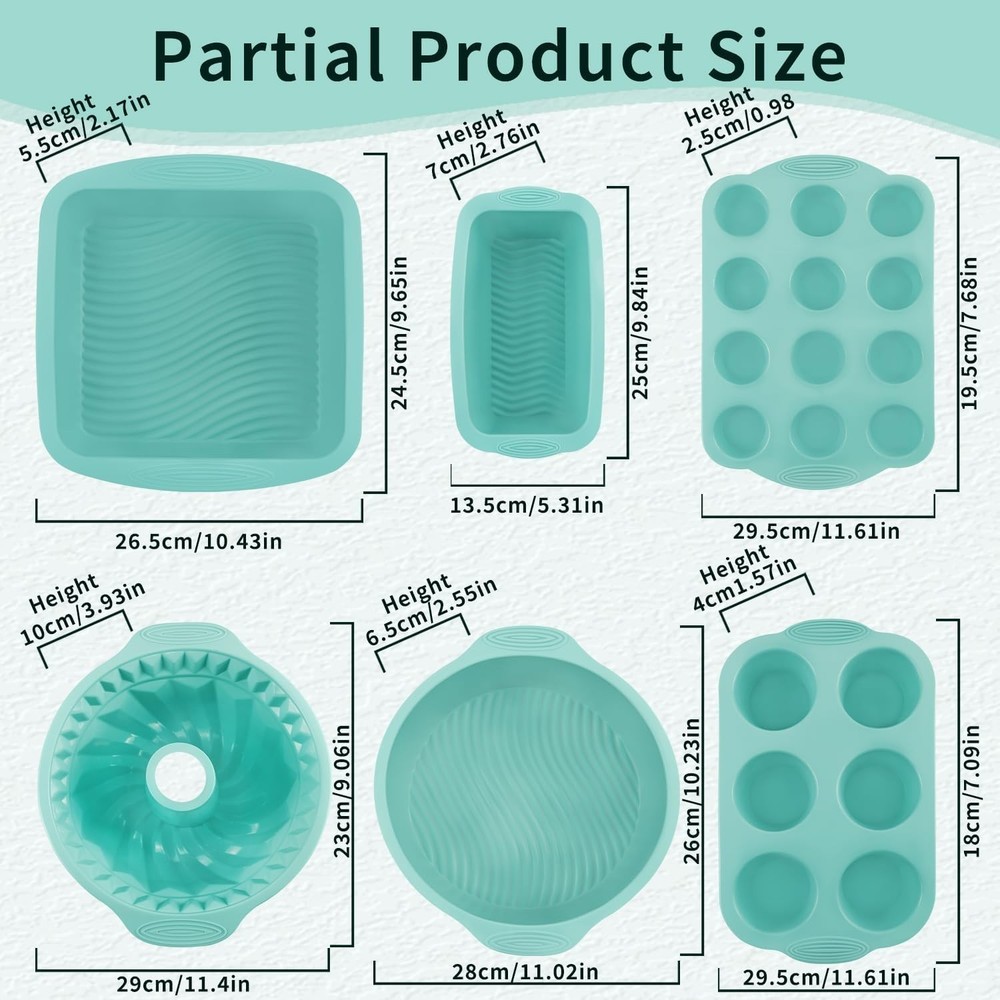 32 Pieces Silicone Baking Pans Set Nonstick Bakeware Set for Kitchen Oven