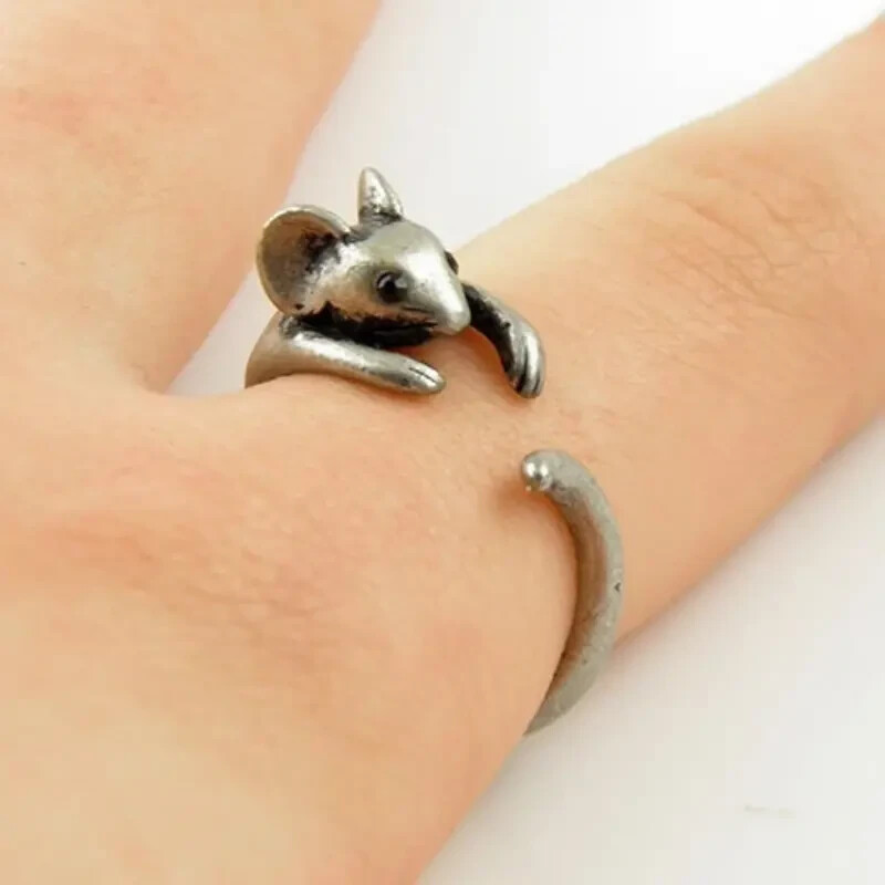 Cute Rat Adjustable Alloy Ring