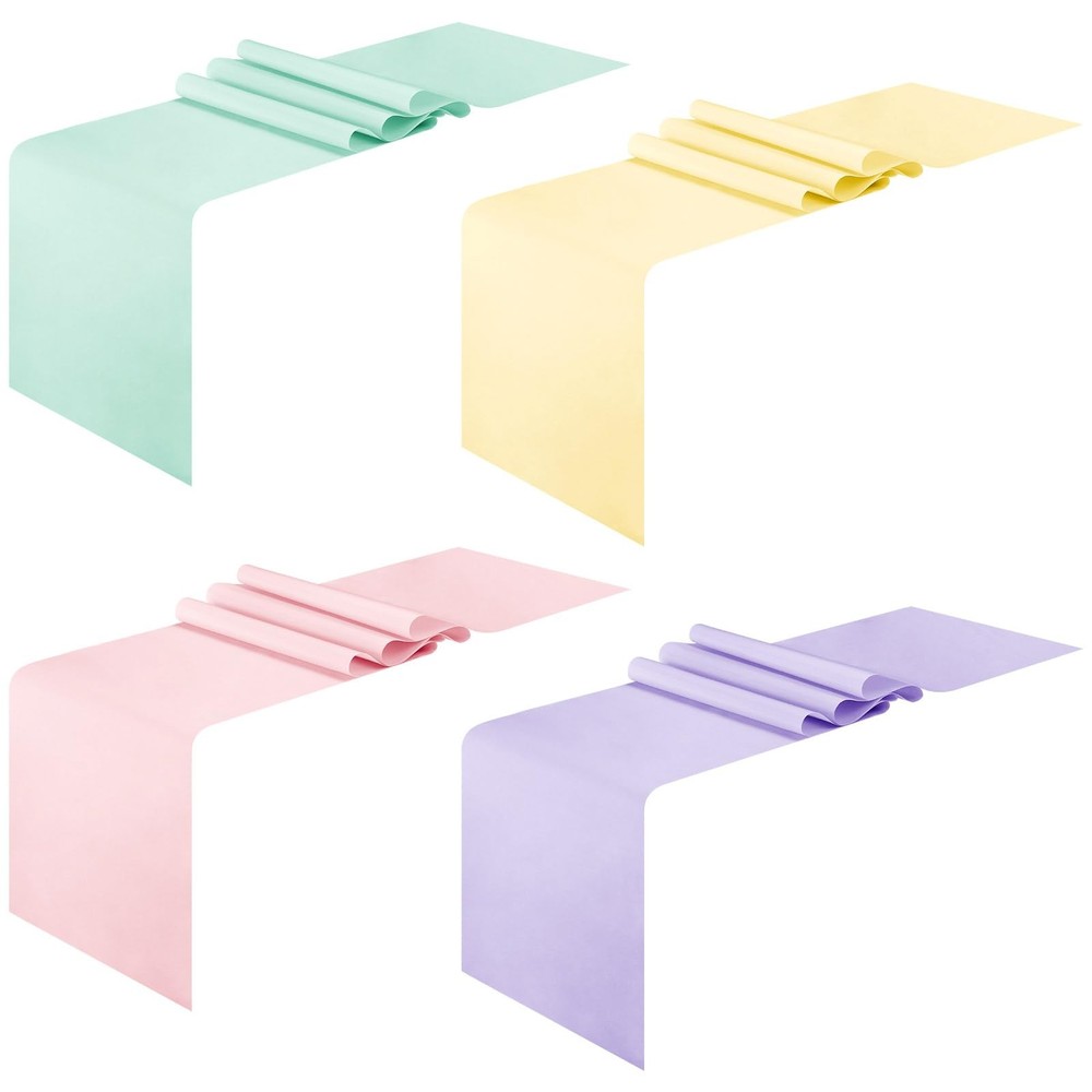4 Pcs Easter Spring Pastel Table Runner Macaron Assorted Color Seasonal Table...