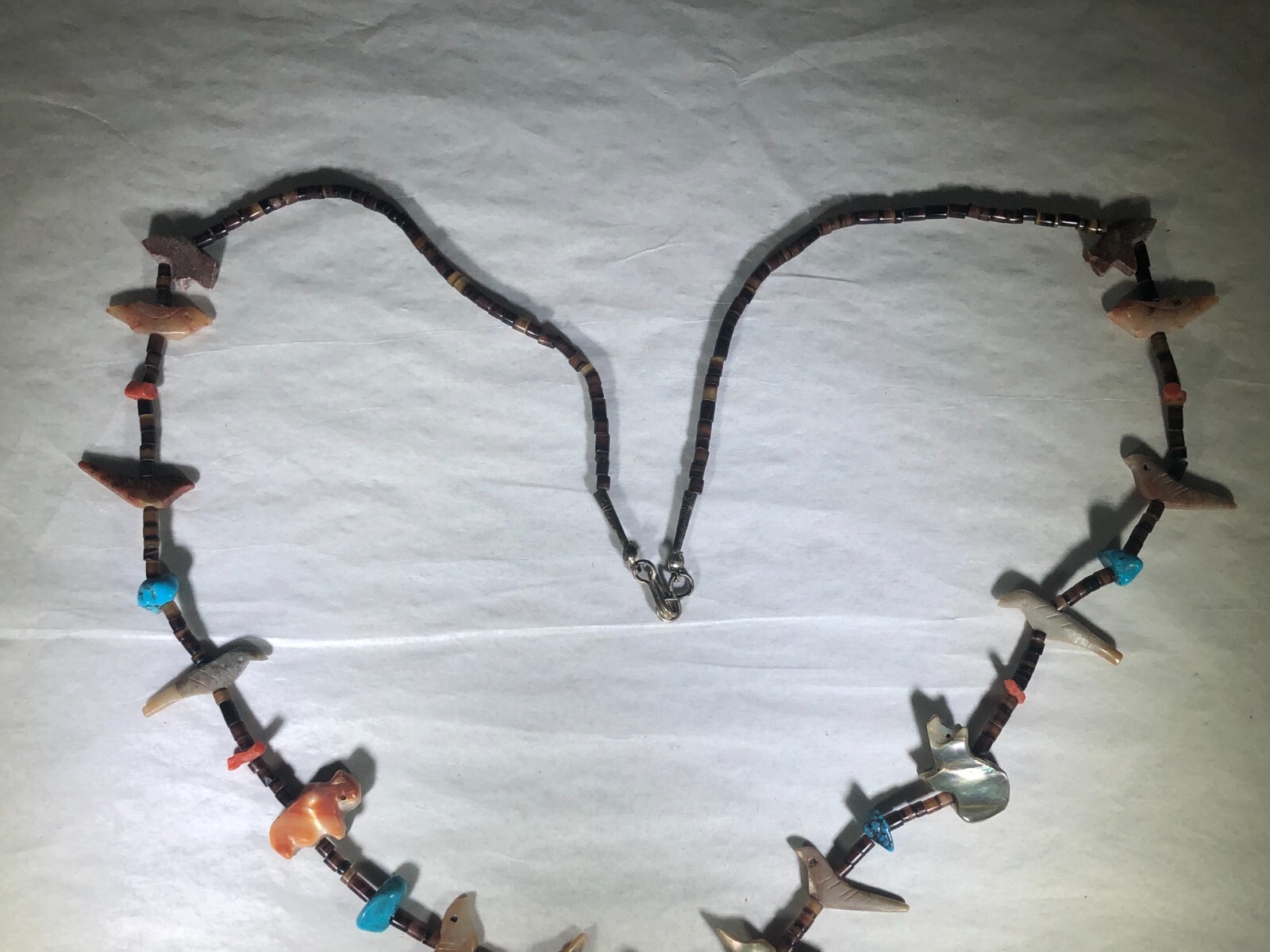 RARE VINTAGE ANTIQUE SOUTH WESTERN NATIVE AMERICAN HAND CARVED FETISH NECKLACE