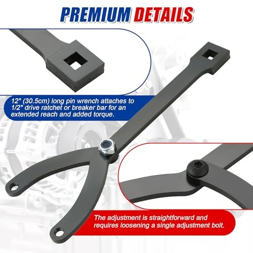 Variable Pin Spanner Wrench, 15PCS Universal Pulley Holder Tool Kit, 1/2"