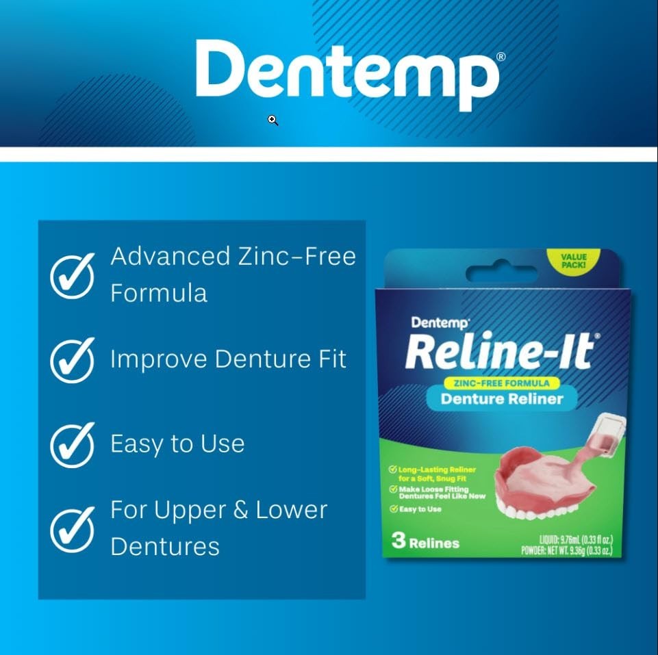Silicone Denture Reline Kit - Soft Reline Set for Secure Upper/Lower