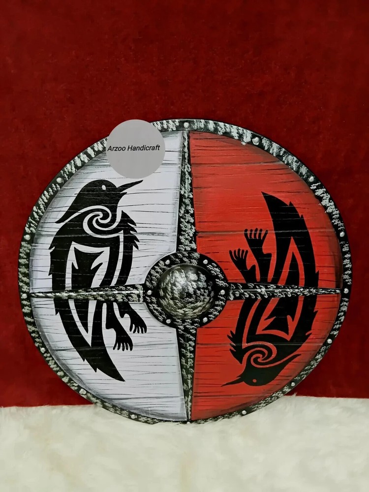 Medieval Viking Two Raven Eivor Valhalla Raven Authentic Battle Shield