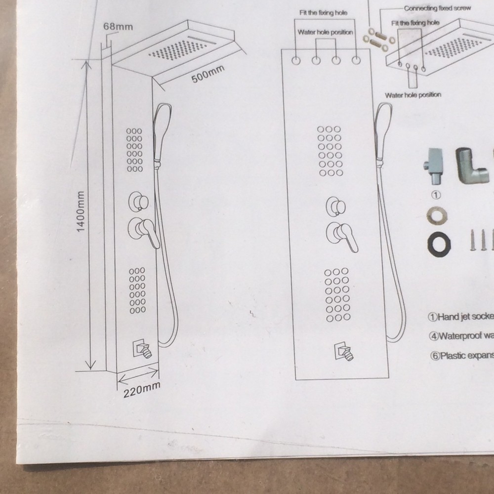 56" black shower panel spa