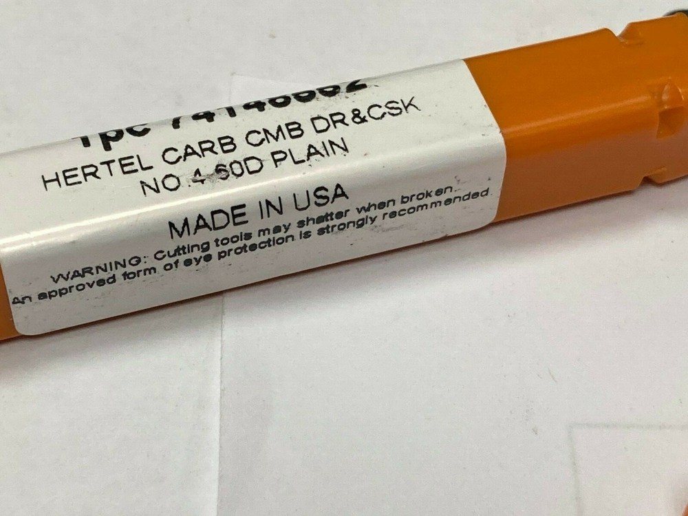 Hertel 300-001006, #4 Plain Cut 60° Solid Carbide Combo Drill & Countersink