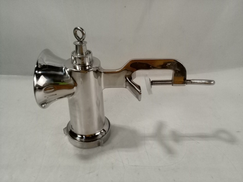 Stainless Steel Manual Meat Grinder, Missing Handle and Bottom