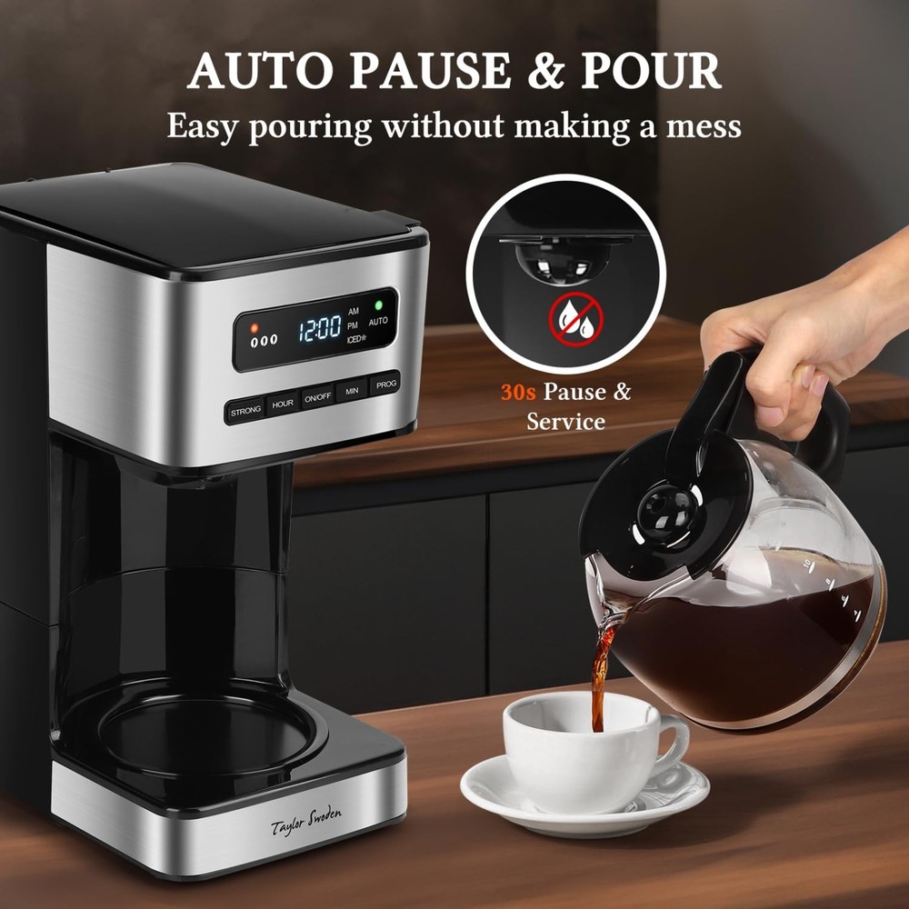 Programmable Coffee Makers 12 Cup, Hot and Iced Coffee Maker, 4 Brew Strength, L