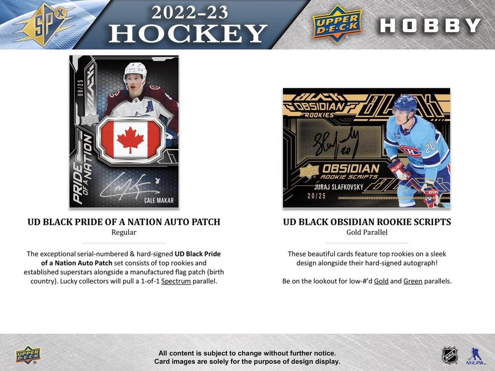 2022/23 UPPER DECK SPX HOCKEY HOBBY BOX