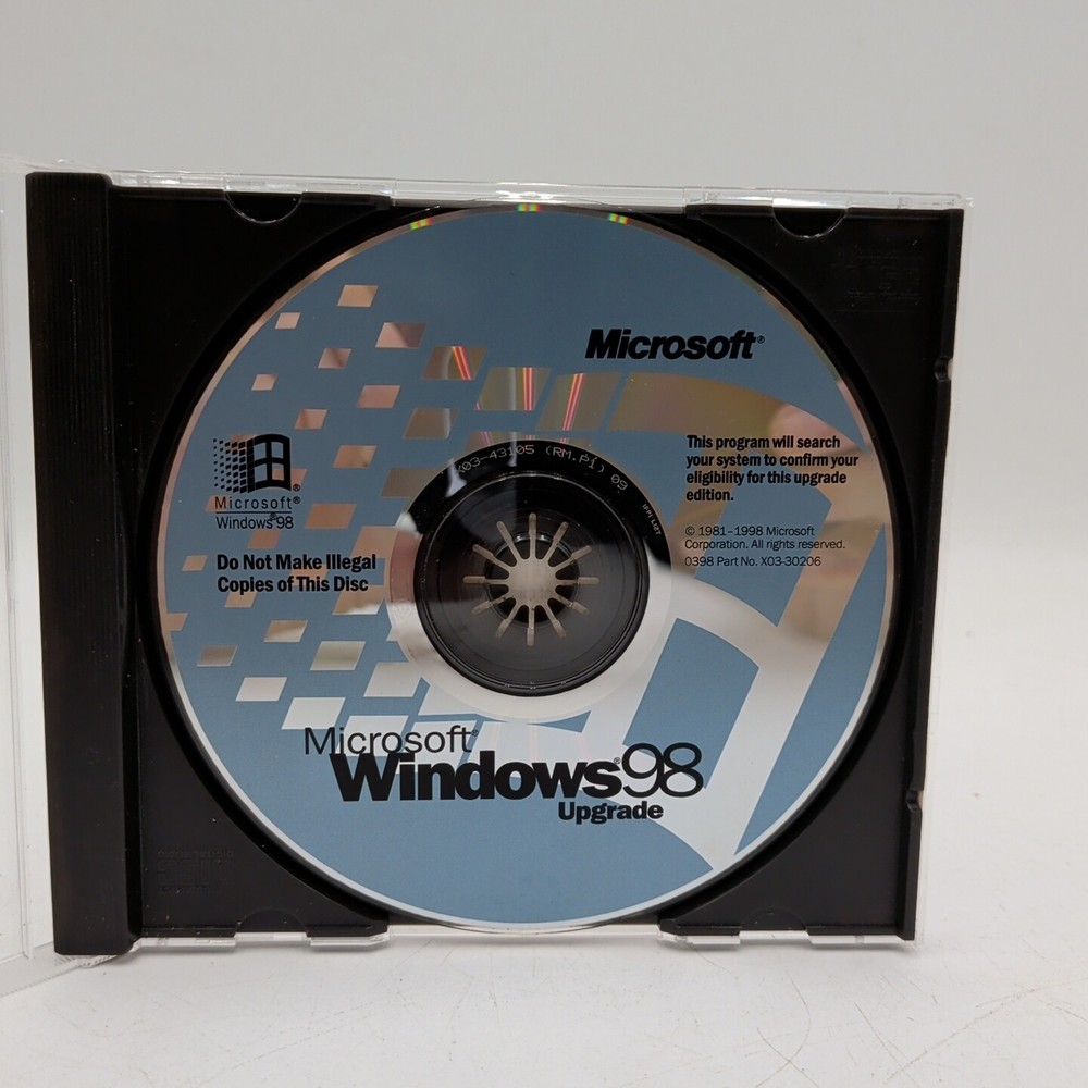 Microsoft Windows 98 Upgrade For Windows Users CD-ROM  w/ Product Key