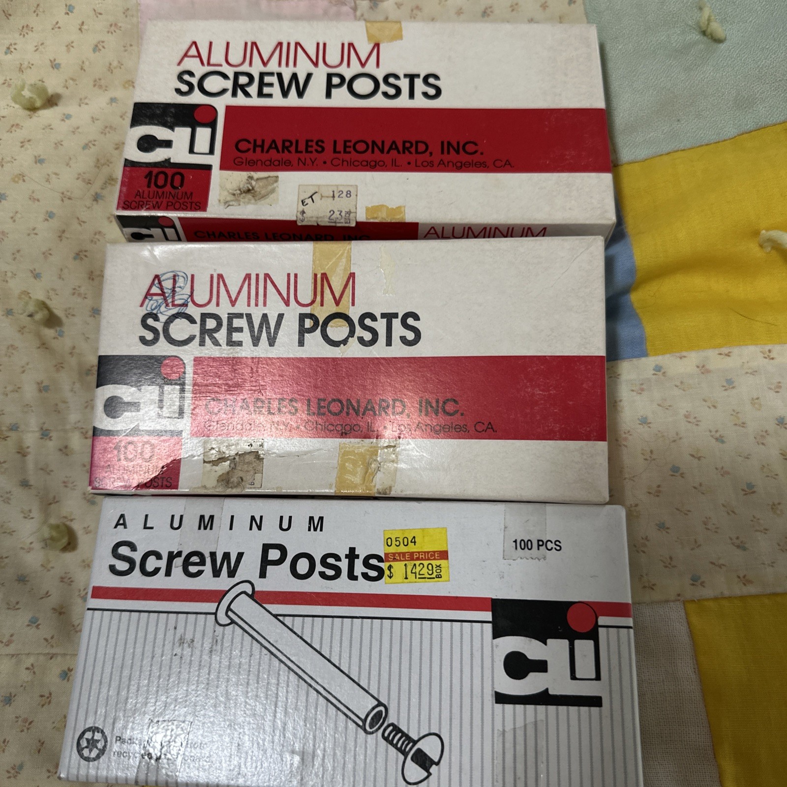 Aluminum Screw Posts Binding Charles Leonard Inc. Lot Of 3 Boxes
