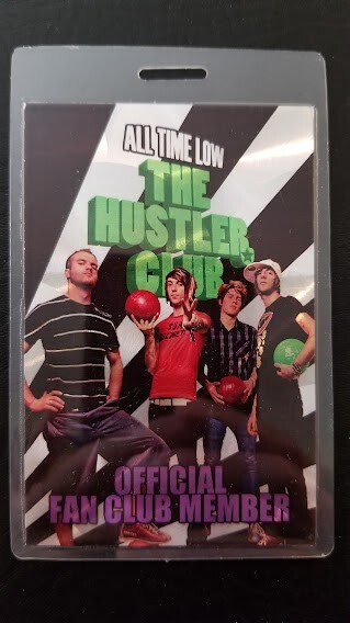 ALL TIME LOW - ORIGINAL HUSTLER FAN CLUB MEMBER LAMINATE BACKSTAGE PASS