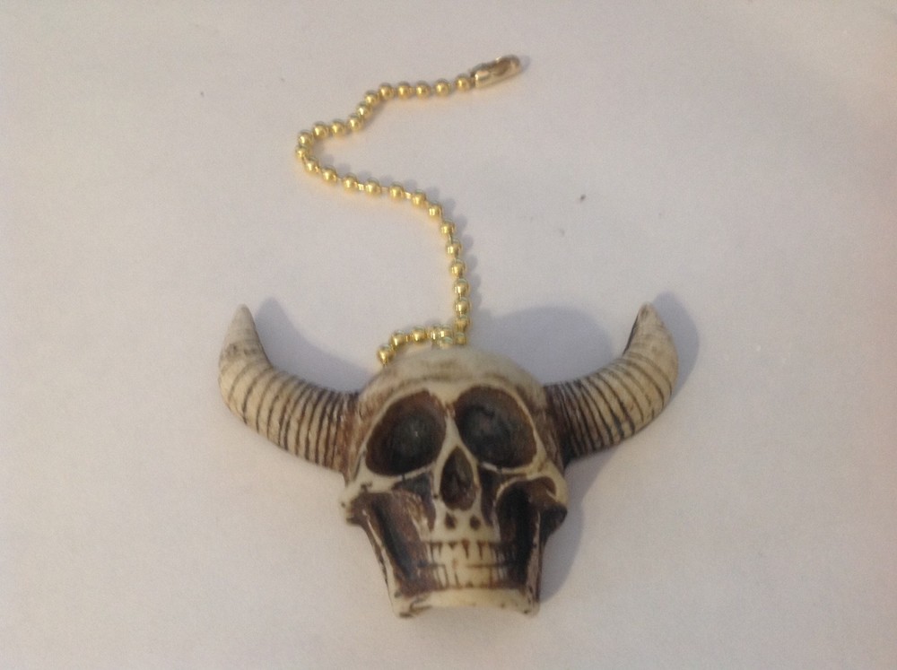 Horned Skull Handmade Fixture Pull - Fan Pull - Skull Decor *
