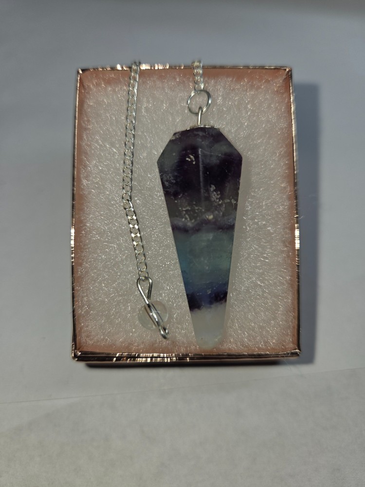Multi color Flourite Faceted Cone Crystal Dowsing Pendulum Divination Tool