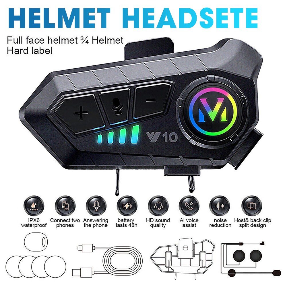 Motorcycle Helmet Headset Speaker Wireless Headphone Support bluetooth 5.3