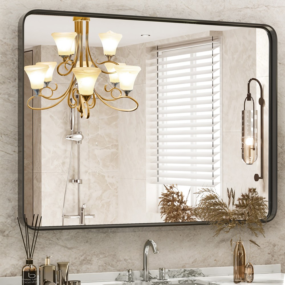 30"x40" Rectangular Vanity Mirror with Metal Frame for Bathroom - Elegant Décor