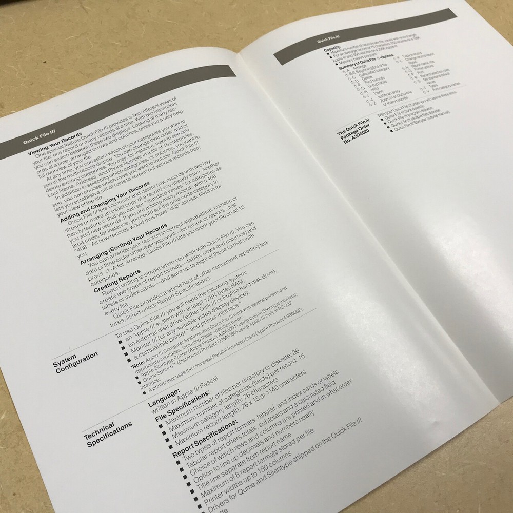 RARE Find FLYER Apple Computer "Apple III Quick File" 1982