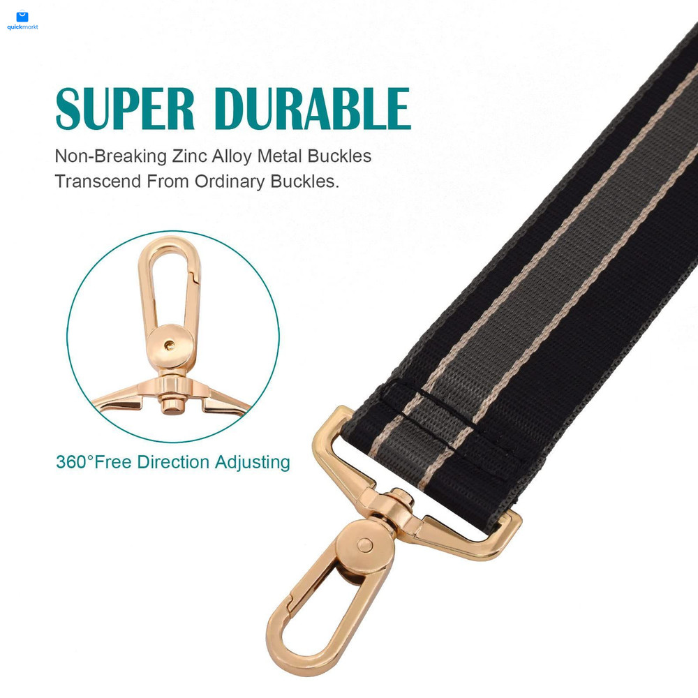 River Lake Purse Strap Replacement Crossbody Width 1.5", Black Stripe2