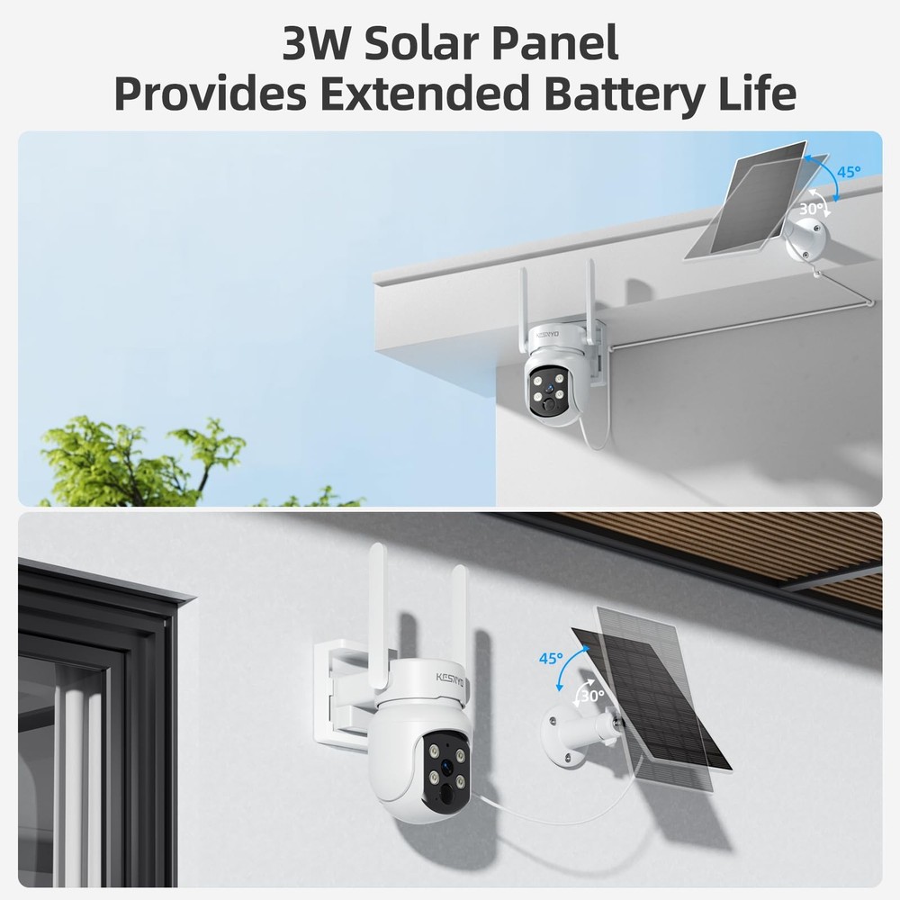 4MP Solar Security Camera, WiFi Camera for Home Security System, Battery Powe...