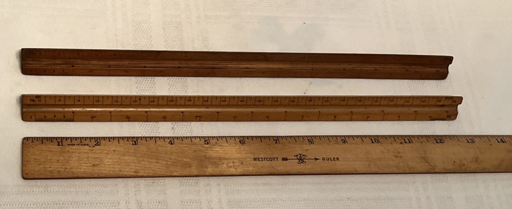 2 Vintage Triangular Scale Ruler Engineer Divided Eugene Dietzge 1626 Germany