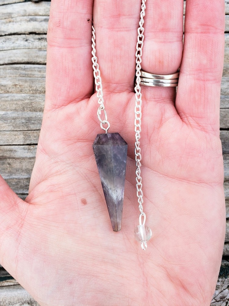 Natural Amethyst Pendulum Cone / 6 Sided Pendulum / Point Pendulum Multi Faceted