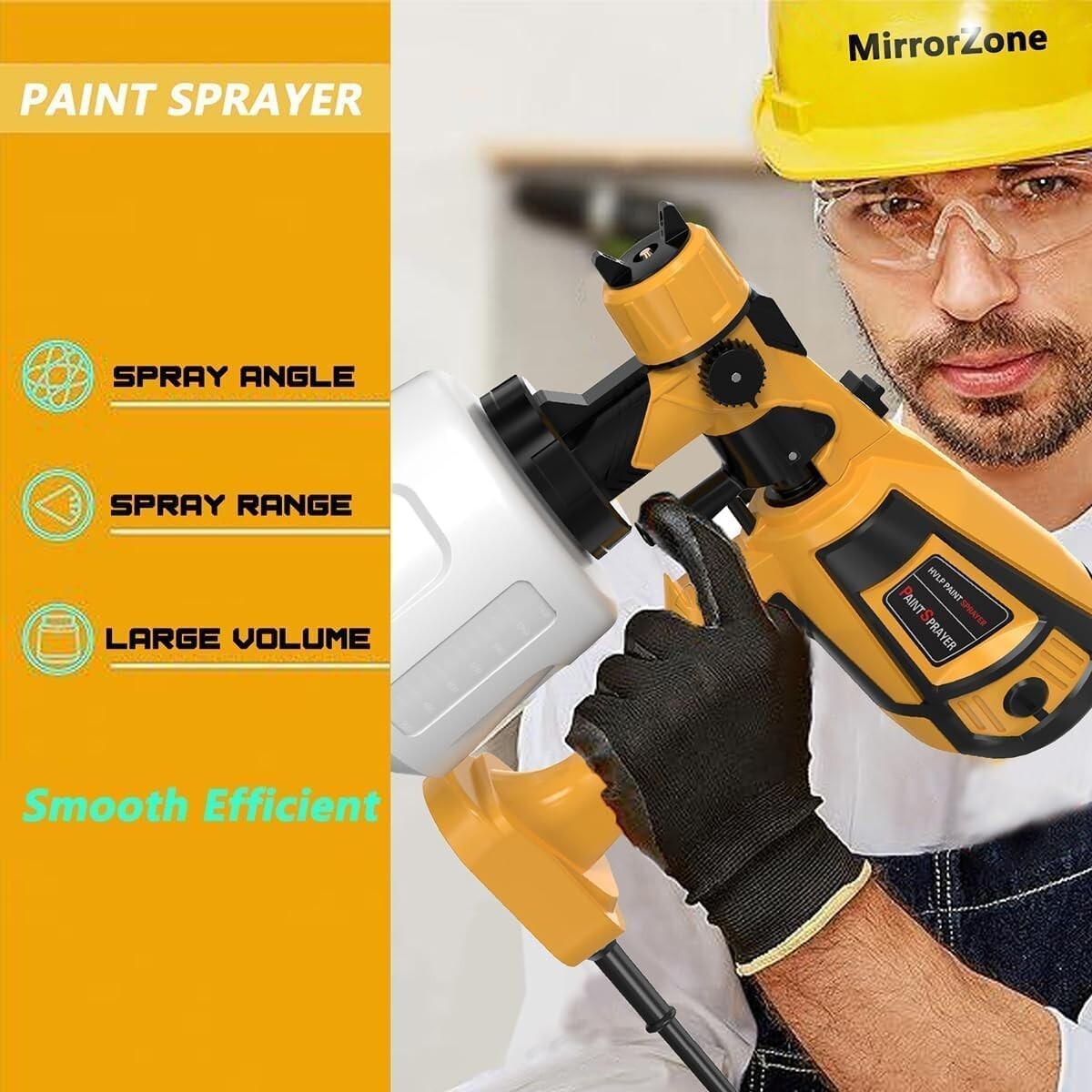 Paint Sprayer 1000W High Power Electric Spray Paint Gun with Adjustable Spray Wi