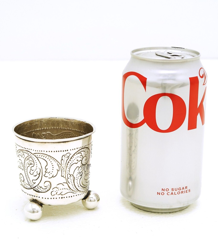 Trondheim Norway  Solid Silver Cup Three Ball Feet Marked CR Dated 1762